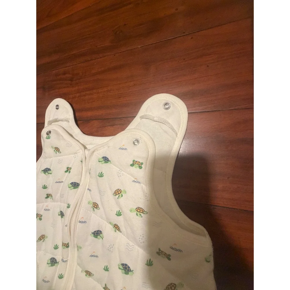 Nintara Baby Organic Cotton Sleep Sack XL 18-24M Turtle Print Quilted Cream